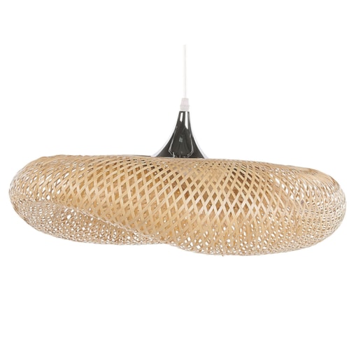 Lampa wisząca bambusowa jasne drewno BOYNE mała