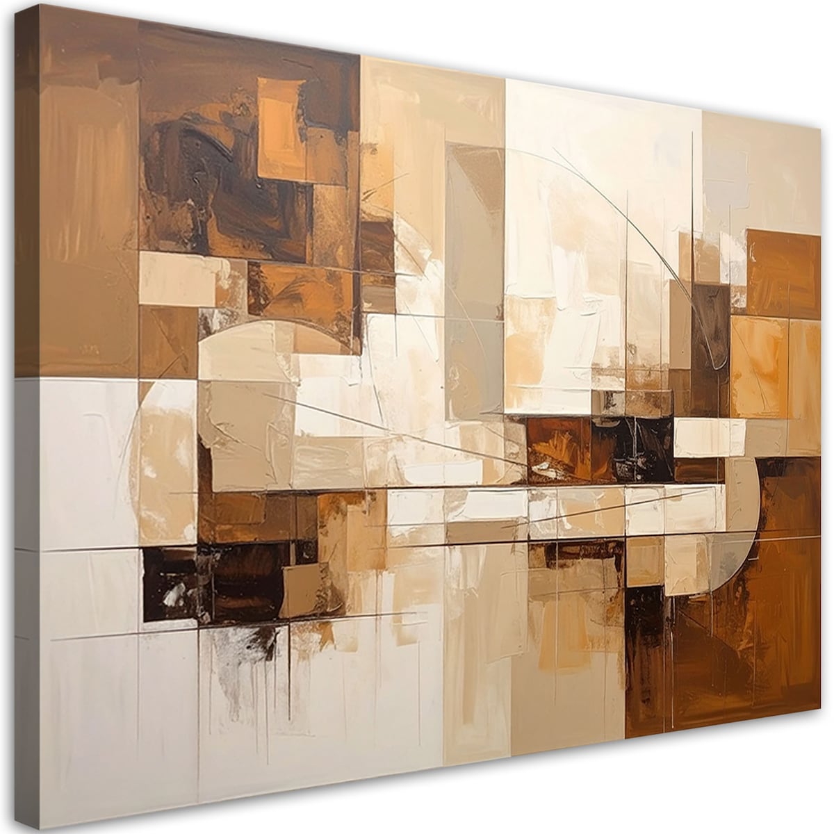 Obraz do salonu sypialni kuchni, Abstrakcja geometryczna w odcieniach beżu