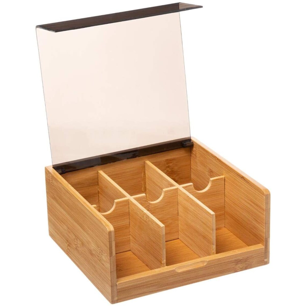 Herbaciarka bambusowa z pokrywką, 6 przegródek