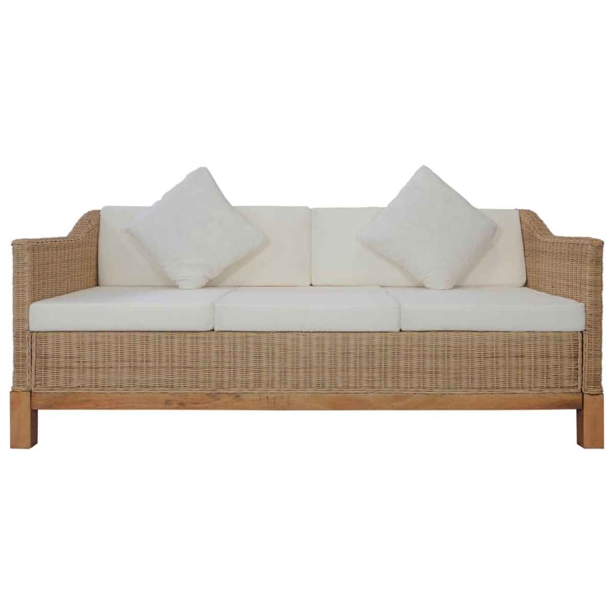 vidaXL 3-osobowa sofa z poduszkami, naturalny rattan