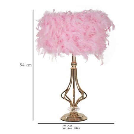 Lampa stołowa Tarty, kolor różowy i biały, żelazo i tworzywo sztuczne, 25 x 25 x 54 cm, 1 x E27, max. 40 W, do salonu i sypialni, Mauro Ferretti