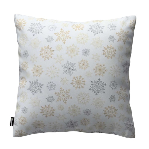 Poszewka Kinga na poduszkę 43x43 złote, srebrne gwiazdy na białym tle