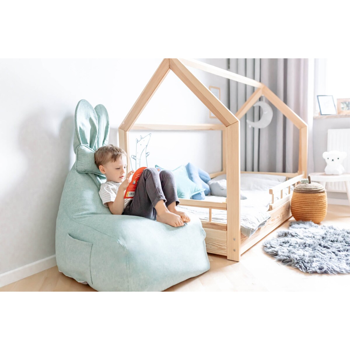 PUF FUNNY BUNNY BAWEŁNIANY MIETOWO-ZIELONY