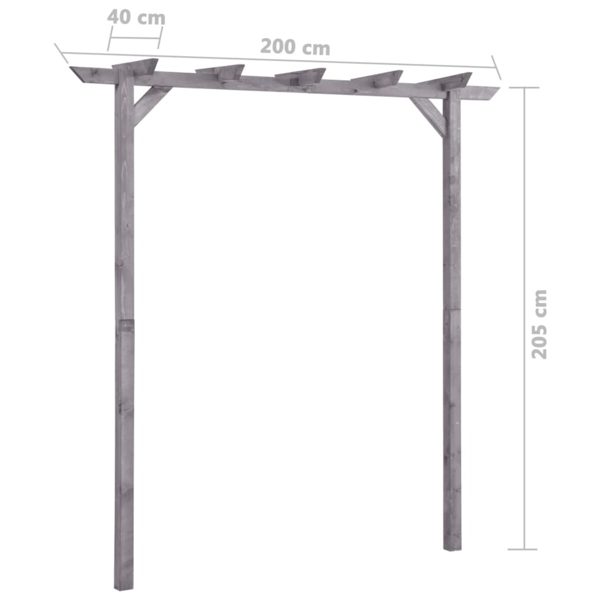 vidaXL Pergola ogrodowa, szara, 200x40x205 cm, impregnowana sosna