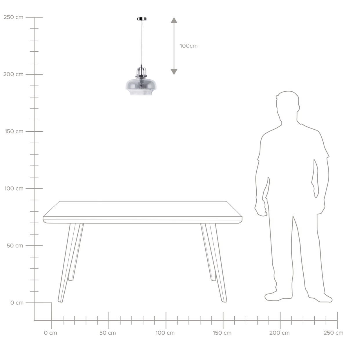Lampa wisząca WILTZ Szkło Jasnoszary