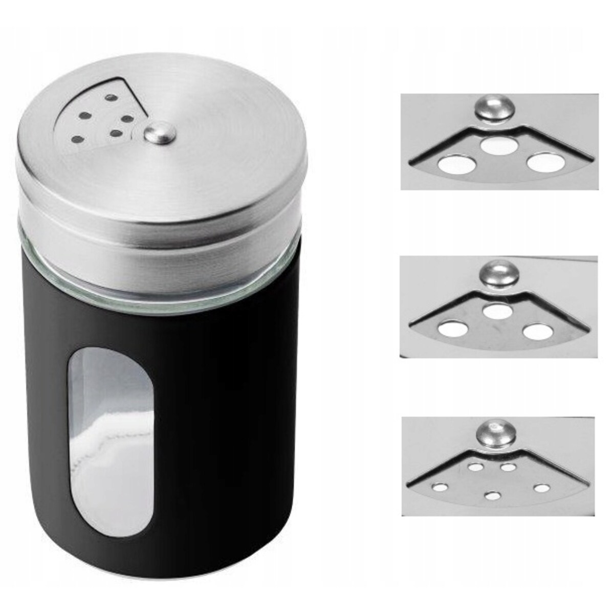 POJEMNIK CZARNY Z SZYBKĄ na przyprawy alcano 90 ml 6szt kuchenny mały słoik