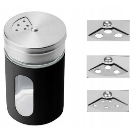 POJEMNIK CZARNY Z SZYBKĄ na przyprawy alcano 90 ml 6szt kuchenny mały słoik