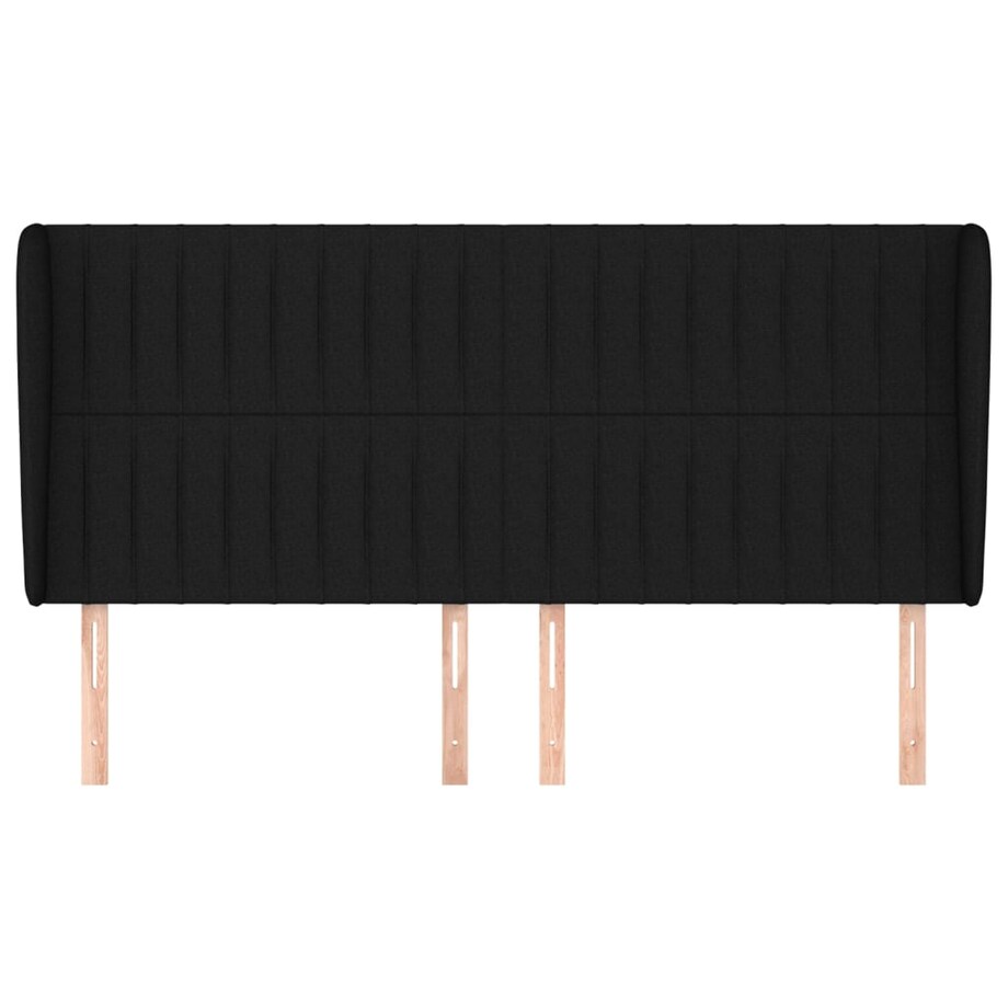 vidaXL Zagłówek uszak, czarny, 203x23x118/128 cm, tkanina