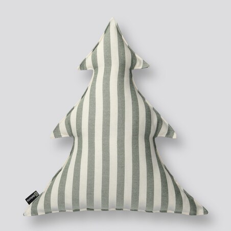 Poduszka Choinka 38x40cm, zielono-białe pasy (1,5cm), 38x40x8cm, Christmas