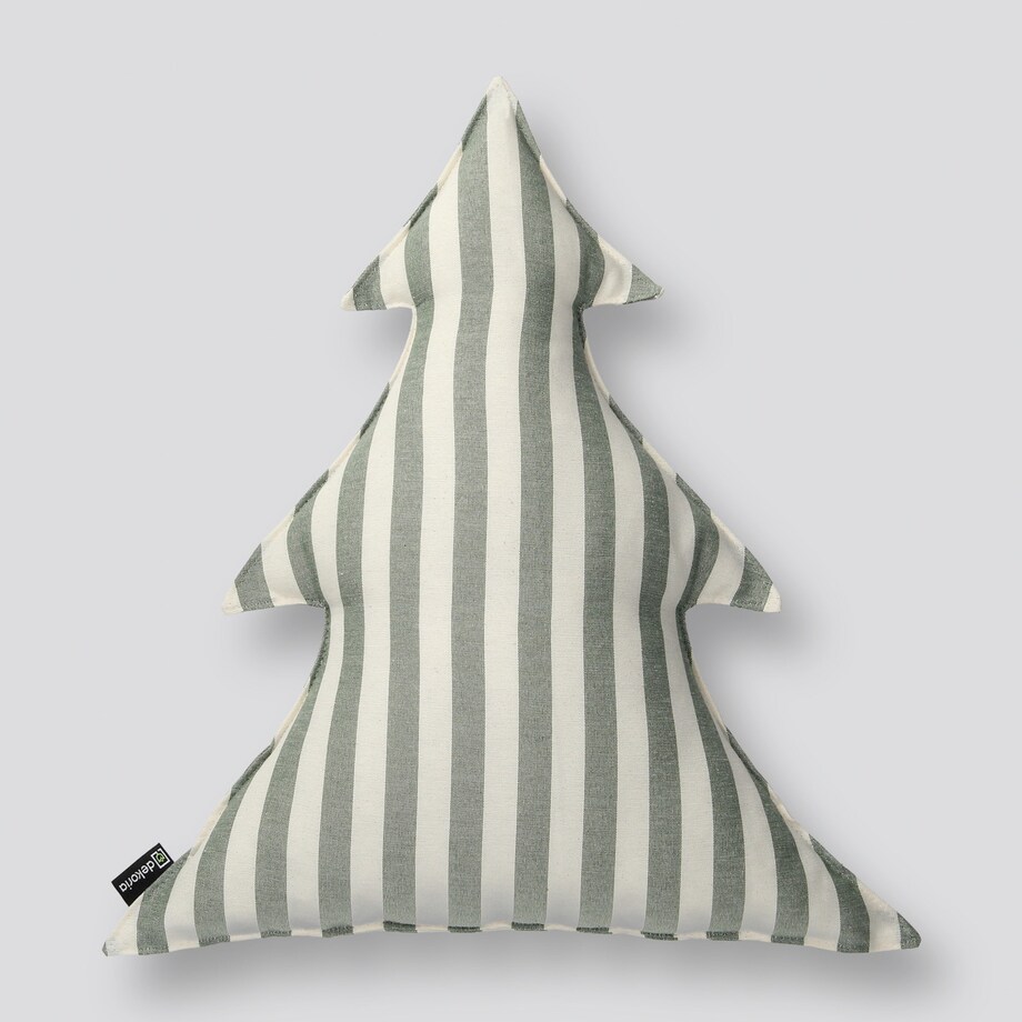 Poduszka Choinka 38x40cm, zielono-białe pasy (1,5cm), 38x40x8cm, Christmas