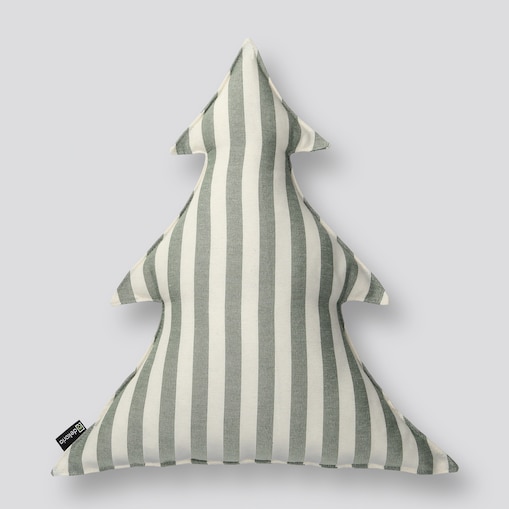 Poduszka Choinka 38x40cm, zielono-białe pasy (1,5cm), 38x40x8cm, Christmas