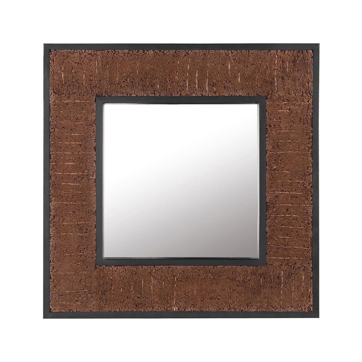 Drewniane lustro ścienne 60 x 60 cm ciemne BOISE