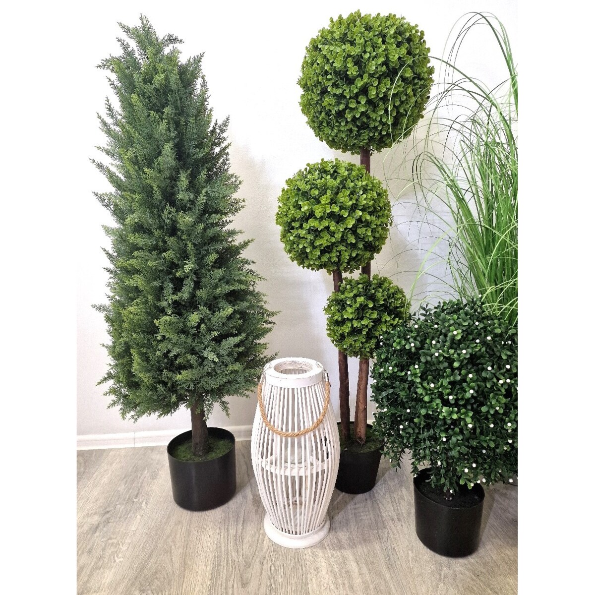 Lampion Bambusowy Rattanowy Latarnia 85 Cm Biały