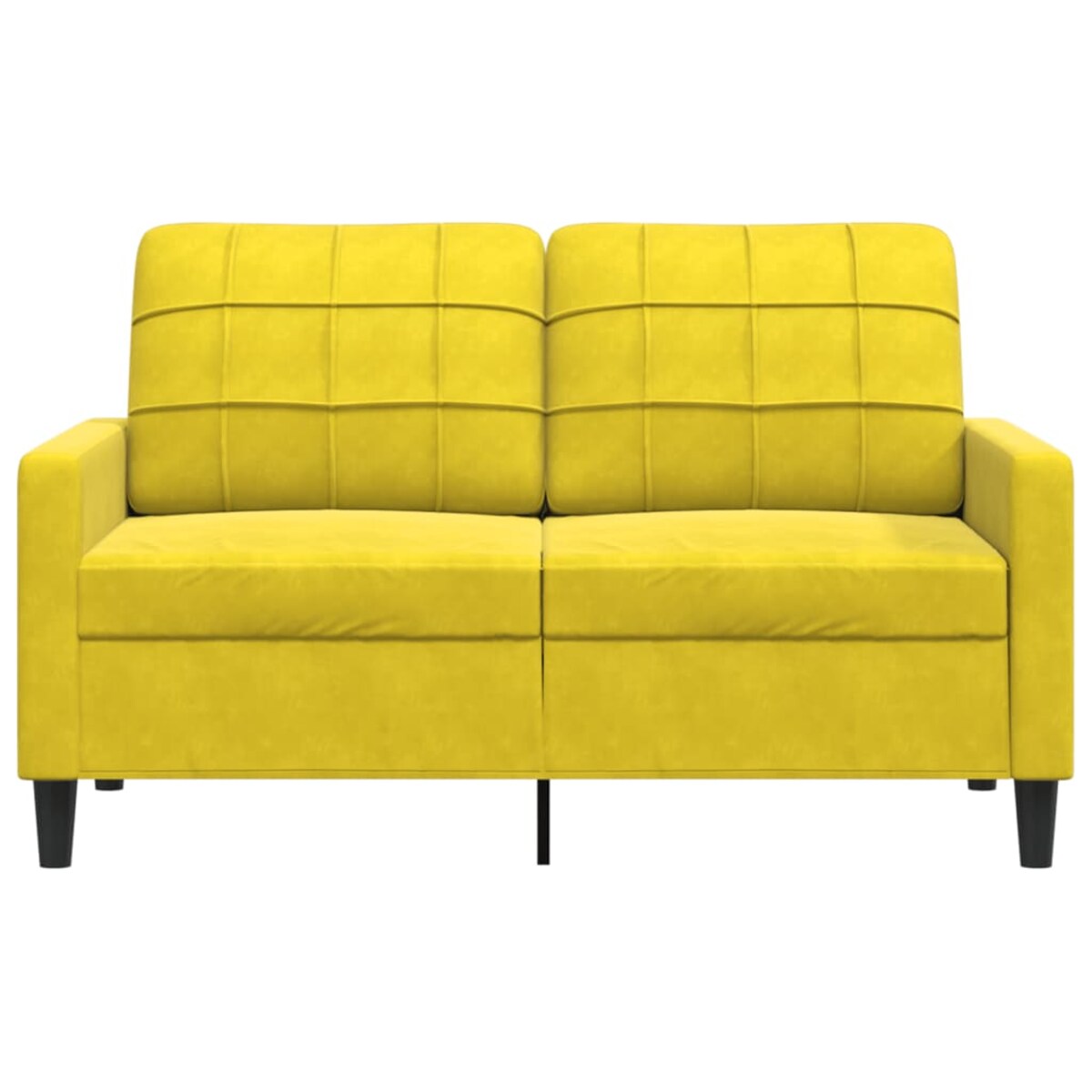 vidaXL Sofa 2-osobowa, żółta, 120 cm, tapicerowana aksamitem
