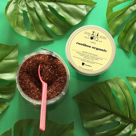 Herbata rooibos z czerwonokrzewu ORGANIC o pełnym silnym smaku rooibosa - herbata liściasta sypana mieszanka napar susz - gotowa na prezent upominek