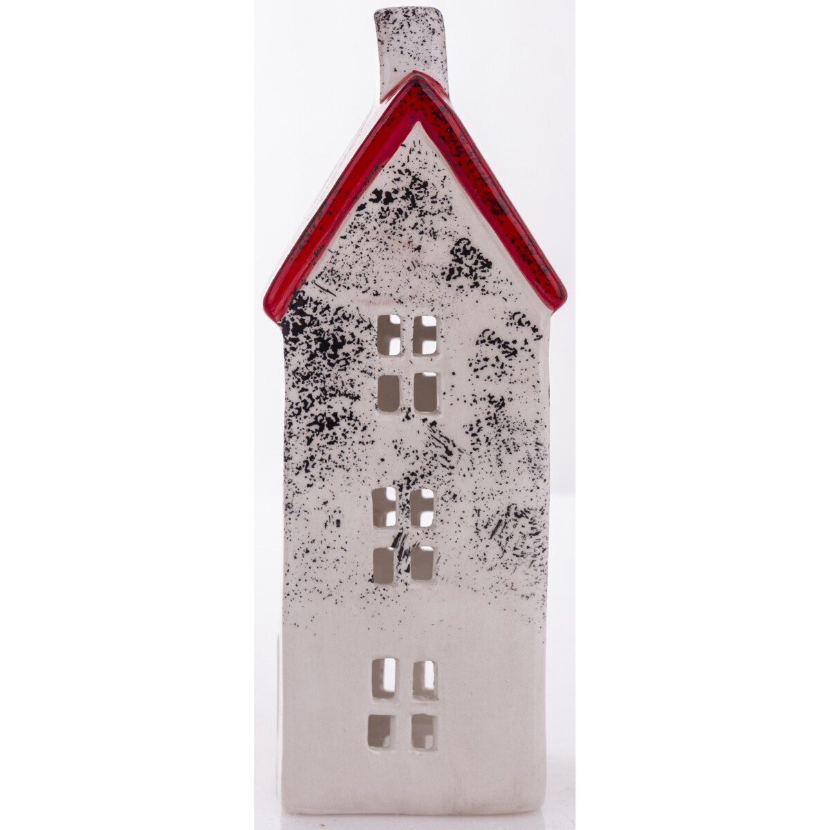 Domek ceramiczny biały z czerwonym dachem, 18x7x7 cm KEDOM small
