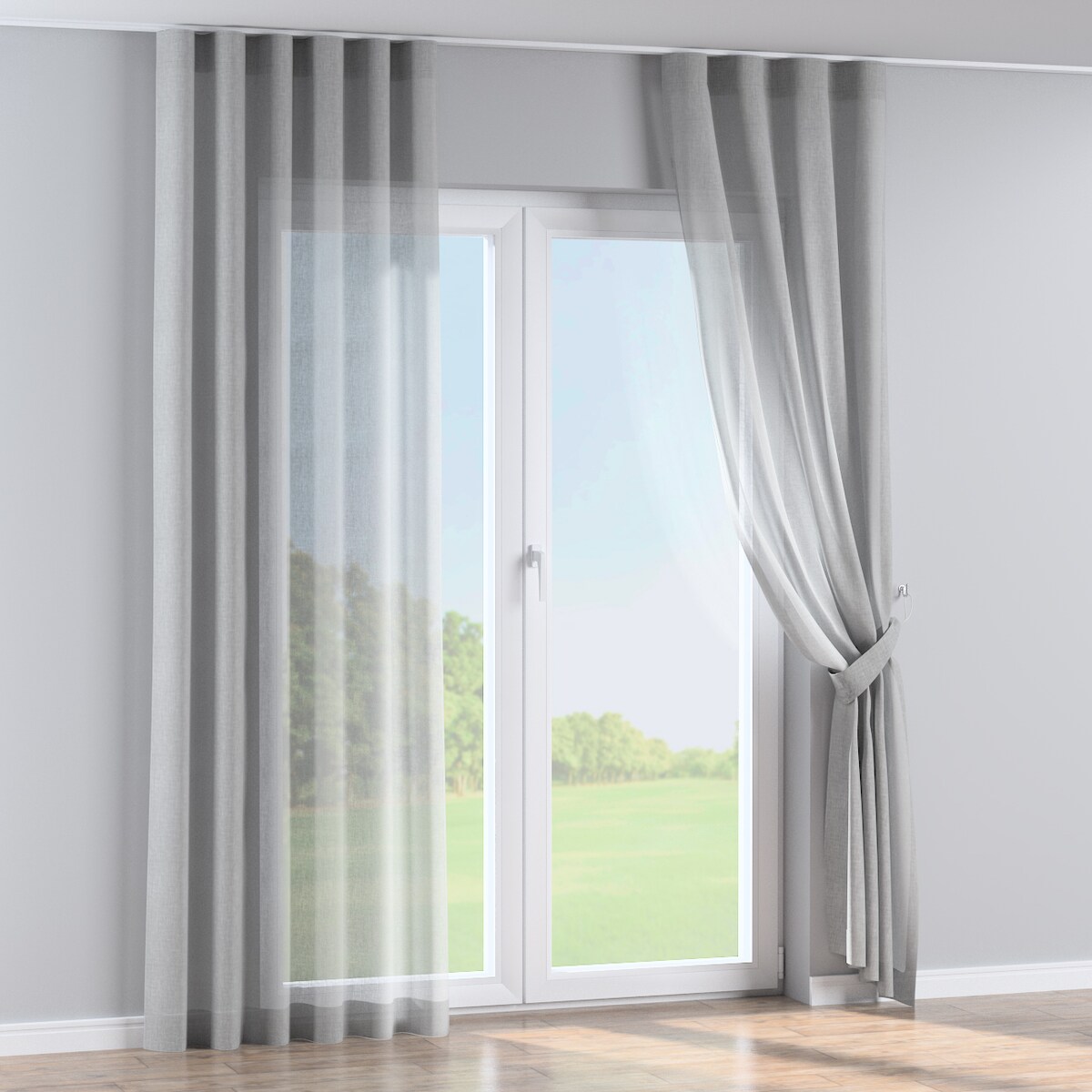 Zasłona na taśmie wave 130x245 gołębi szary