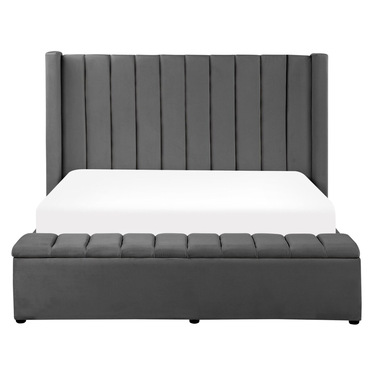 Łóżko welurowe z ławką 180 x 200 cm szare NOYERS