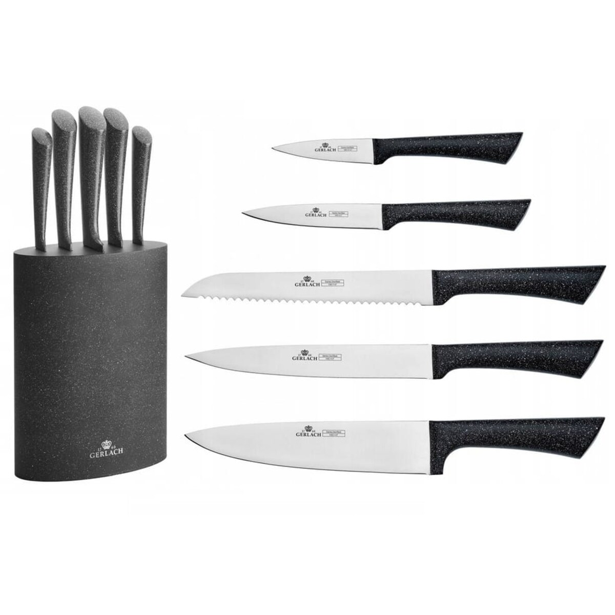 Gerlach Granitex Zestaw 5 szt Noży Kuchennych w Bloku Nk340 Noże Granitowe