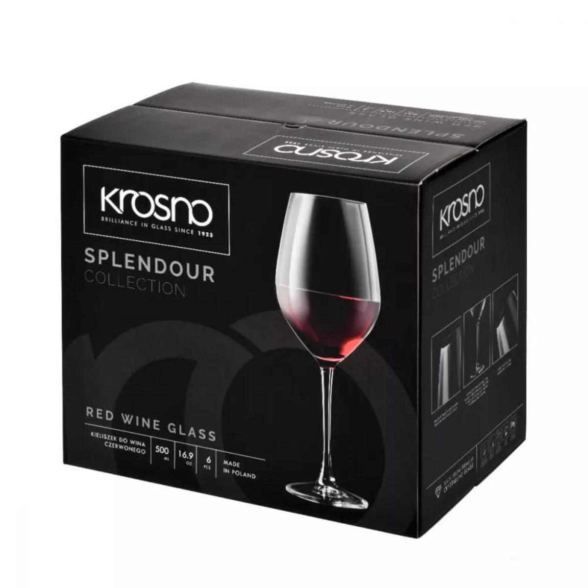 Duże Kieliszki do Wina Wody Splendour Krosno 6 x 500 ml Duże Prezentowe