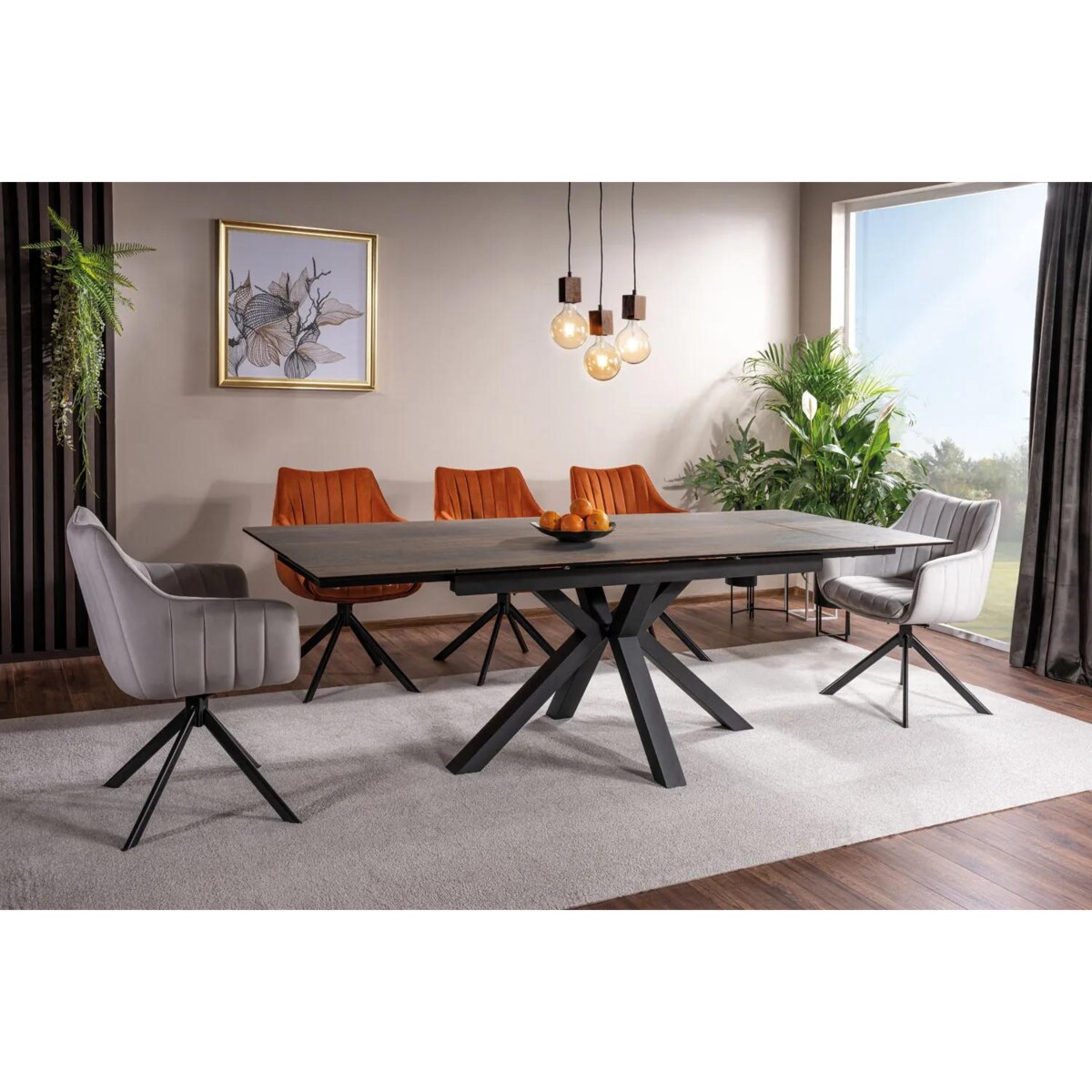 Stół rozkładany COLUMBUS CERAMIC 160(240)x90 brązowy/czarny mat