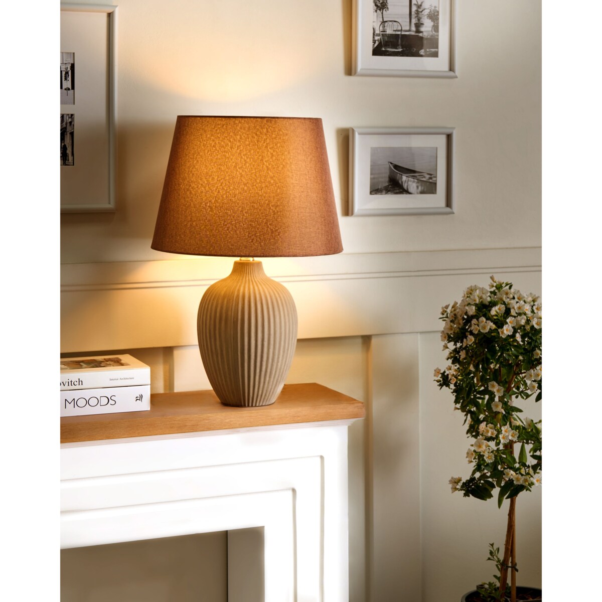 Lampa stołowa FERGUS Ceramika Brązowy