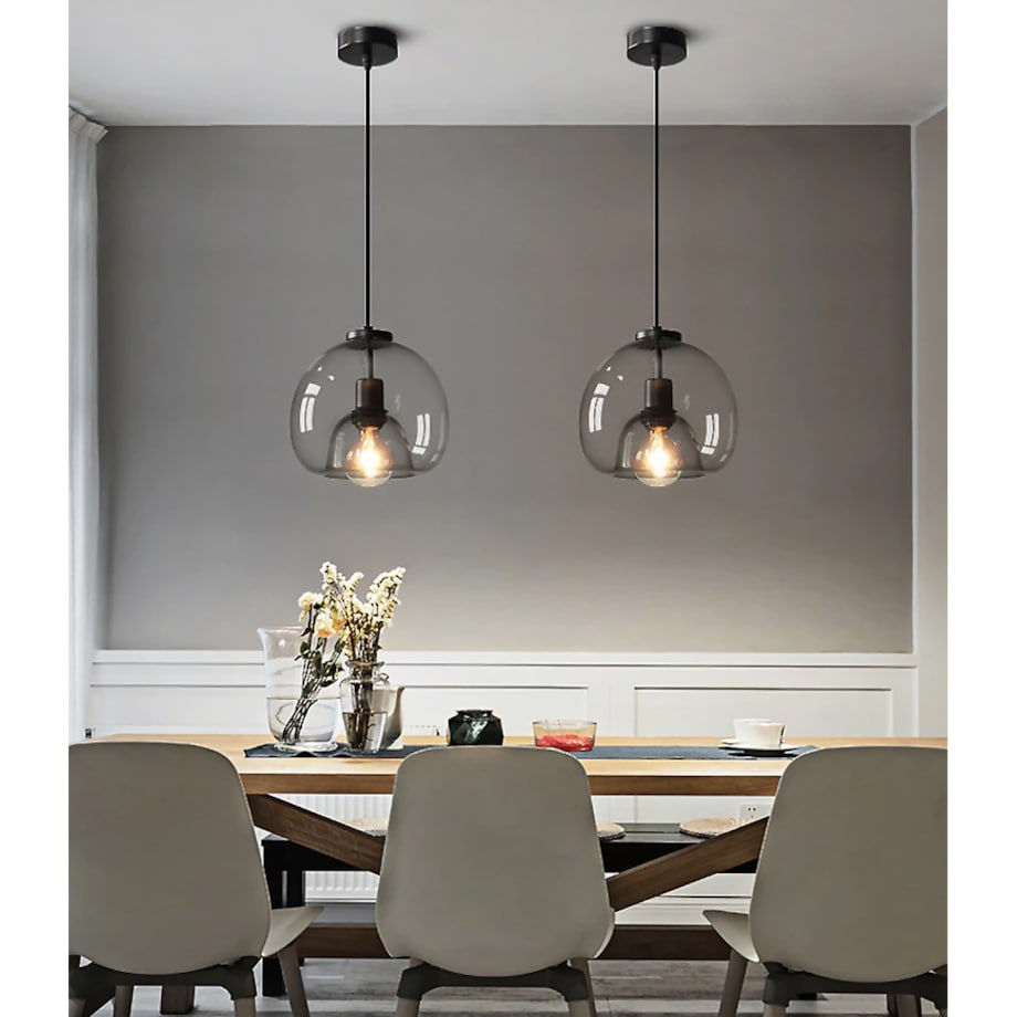 Lampa Wisząca Sufitowa Żyrandol E27 Szklana Szara