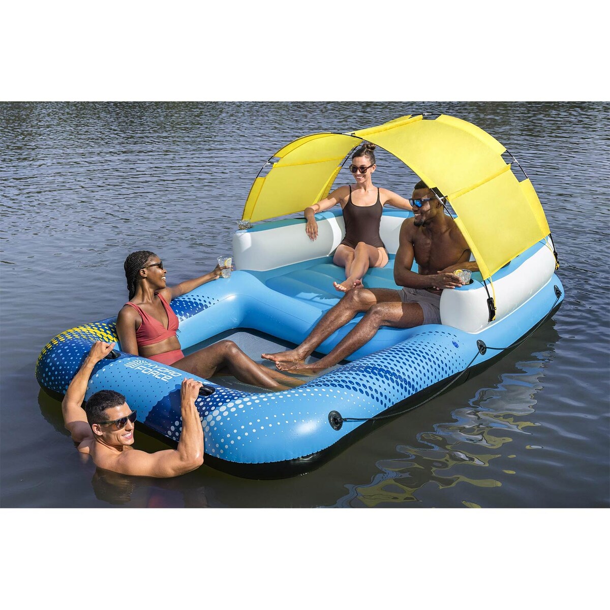 Wyspa do pływania 4-osobowa Bestway Summer Oasis 305x186 cm daszek torba