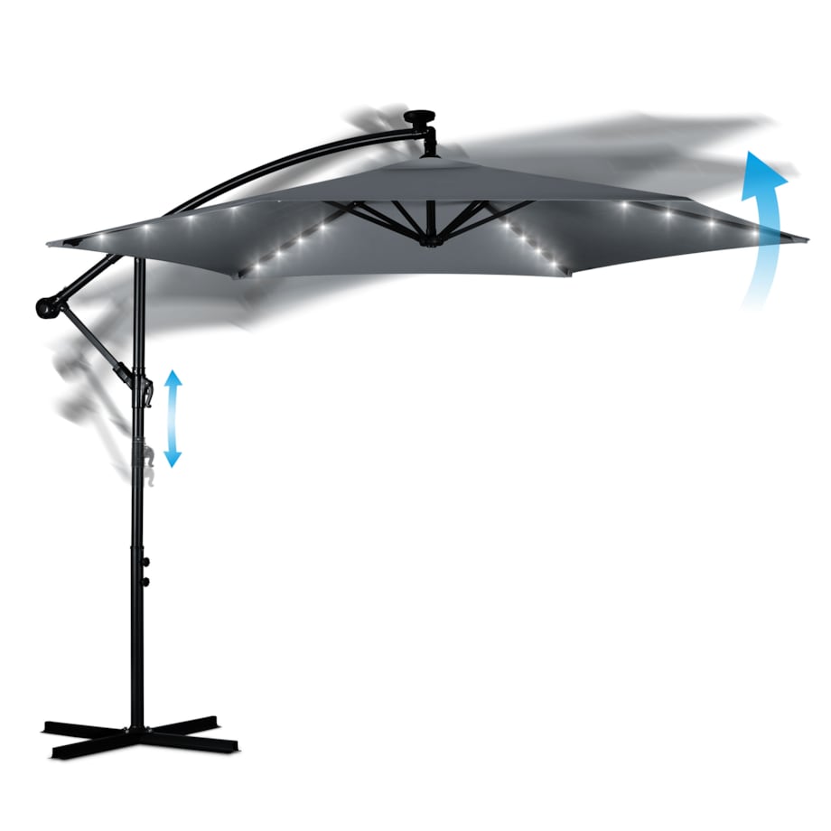 Parasol ogrodowy duży składany pokrowiec lampki led ø 350cm Plonos