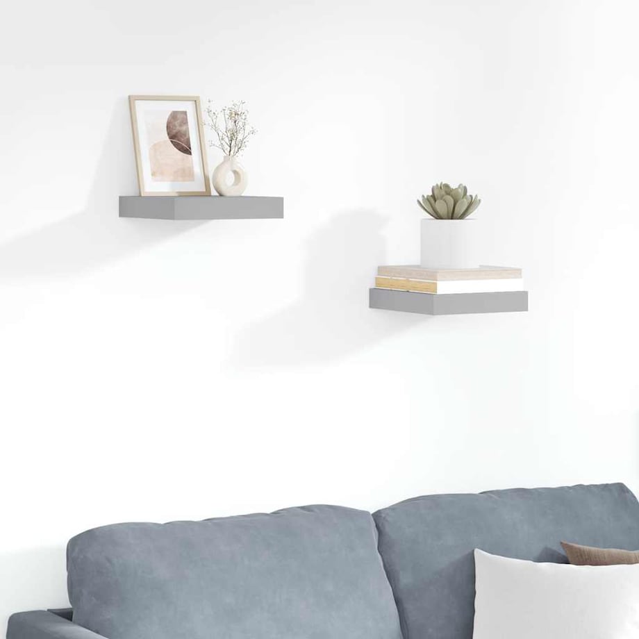 vidaXL Półki ścienne, 2 szt., szare, 23 x 23,5 x 3,8 cm, MDF