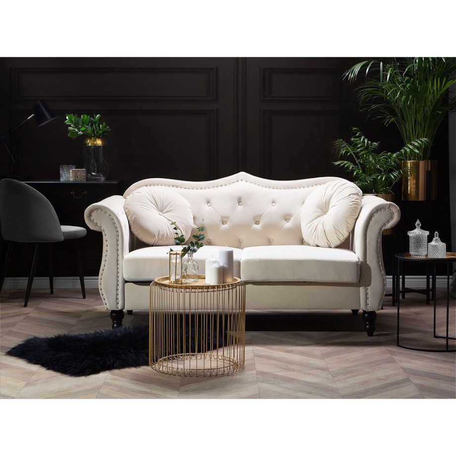 Sofa 2-osobowa welurowa beżowa SKIEN