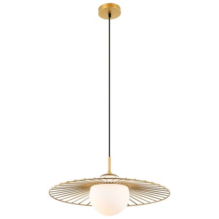 LAMPA wisząca SALLY MDM-4003/1 GD Italux druciana OPRAWA szklana kula ball ZWIS loft złoty biały