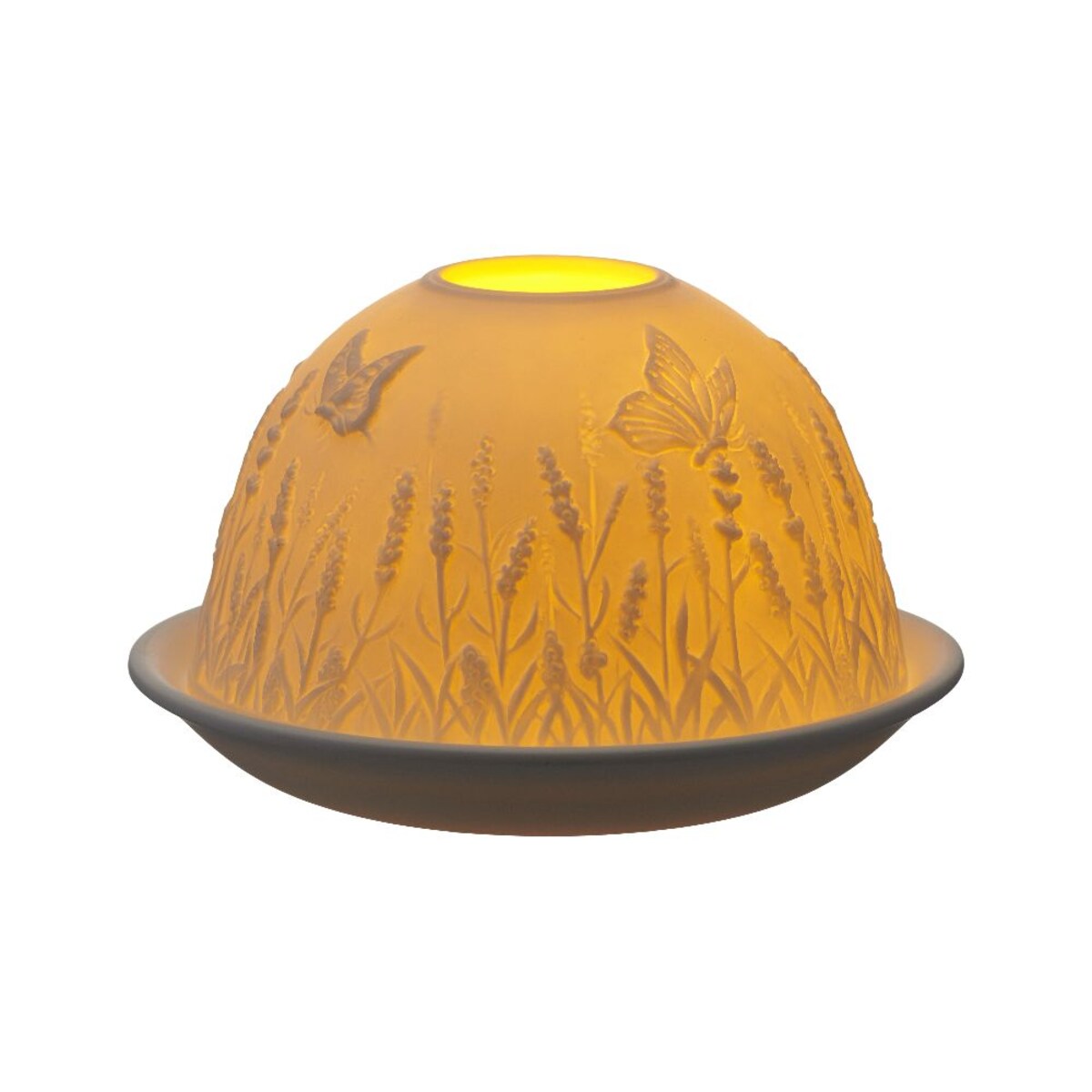 VILLA ITALIA Lampion porcelanowy na tealight z wkładem LED 7,5 cm LAWENDA