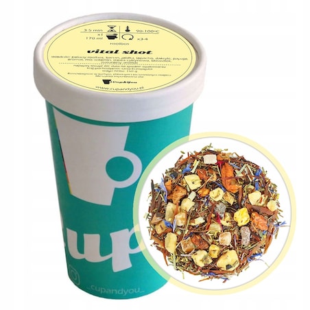 Sypana herbata rooibos czerwonokrzew VITAL SHOT 150g jabłka banan premium - herbata liściasta sypana mieszanka napar susz