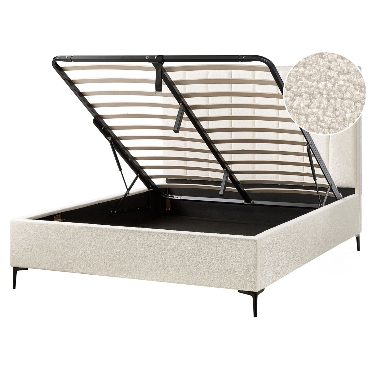 Łóżko ze stelażem SEZANNE Boucle Złamana biel