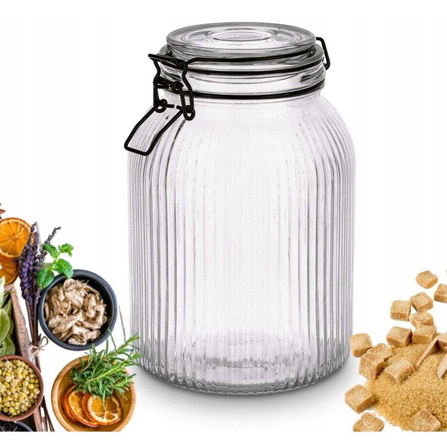 Słoik szklany z klips uszczelka czarna DEKORACYJNY do kuchni spiżarni 1,9 L