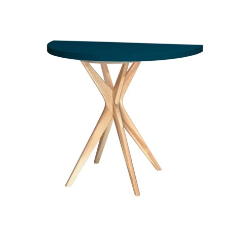 Stół półokrągły CUTTI 90x90 rozkładany petrol blue/jesion