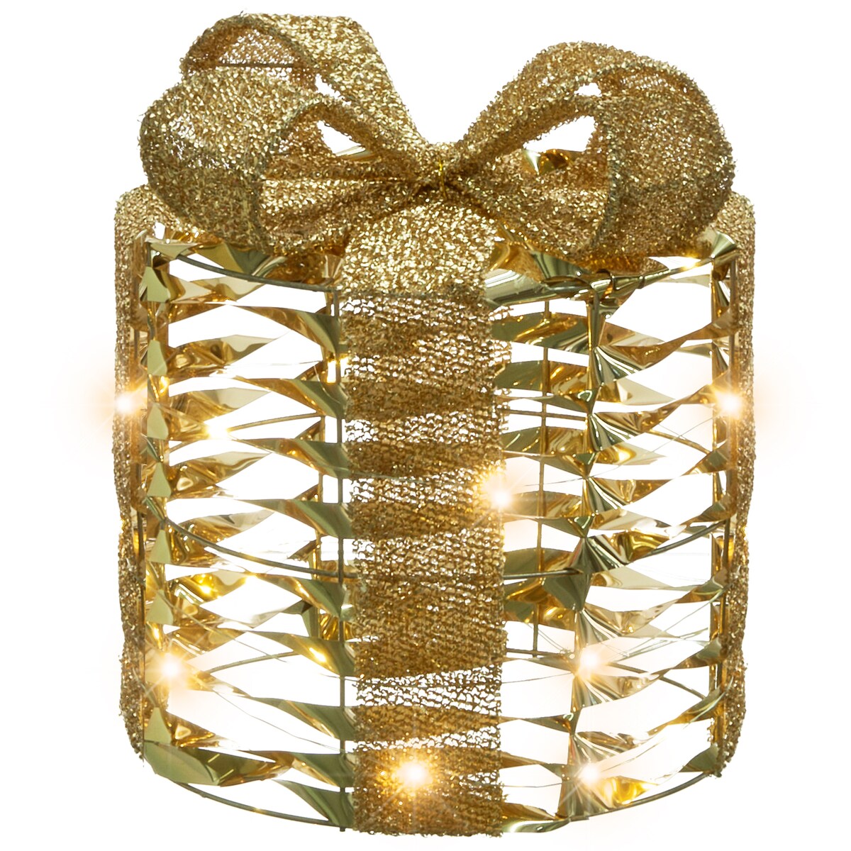 Zestaw 3 dekoracji świątecznych LED SLIVSO 20/25/30 cm Prezenty świąteczne Złoty