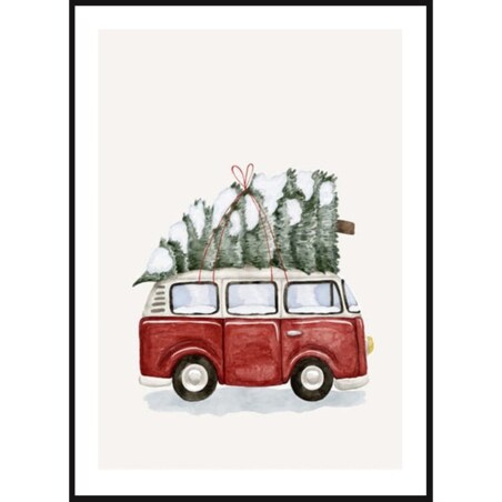 Poster Story, Plakat, Obraz - Świąteczny Van z Choinką, wymiary 42 x 60 cm