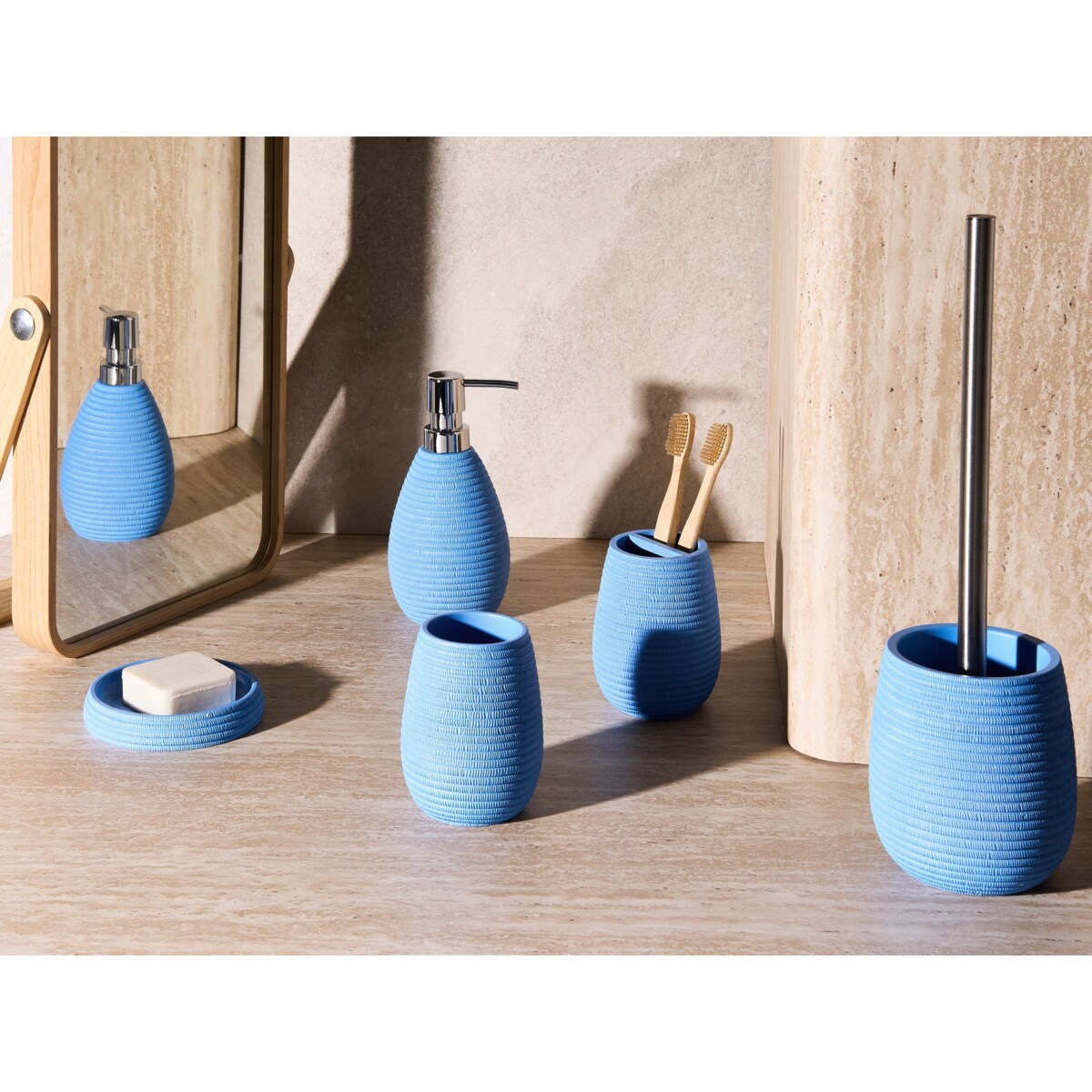 Zestaw akcesoriów łazienkowych 5 elementów QUILCA Niebieski