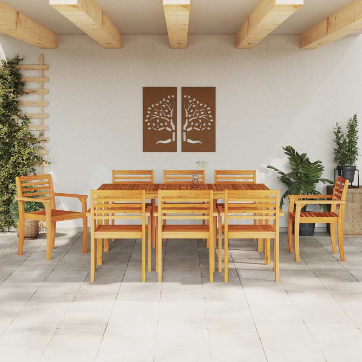 vidaXL Zestaw do jadalni w ogrodzie 9 pcs Brązowy lite drewno akacjowe