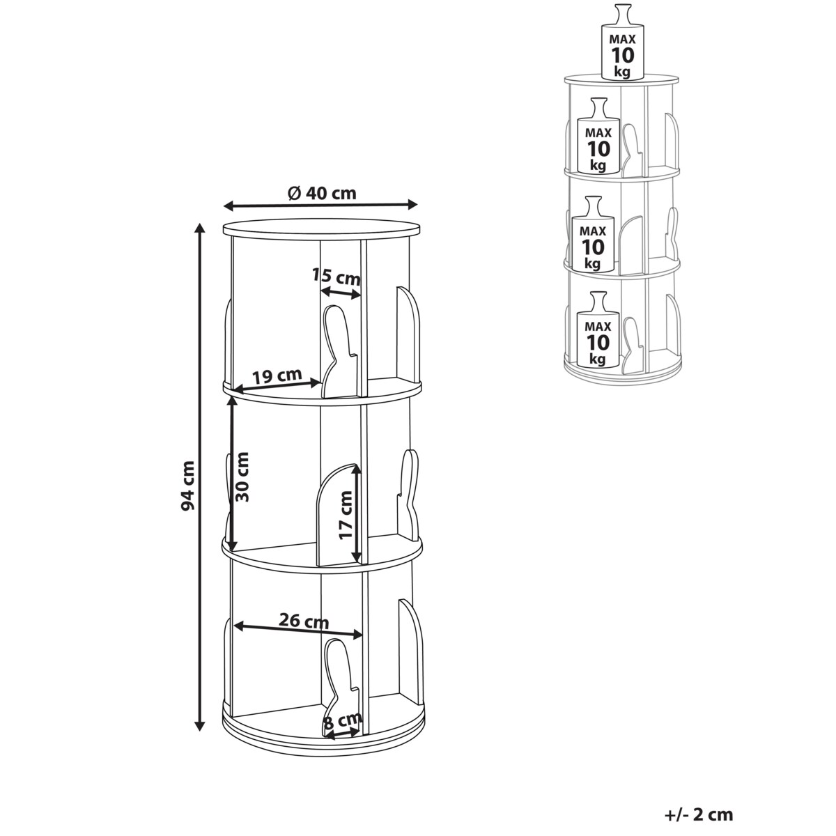 Obrotowy regał CANEY MDF 94 cm Pastelowy róż