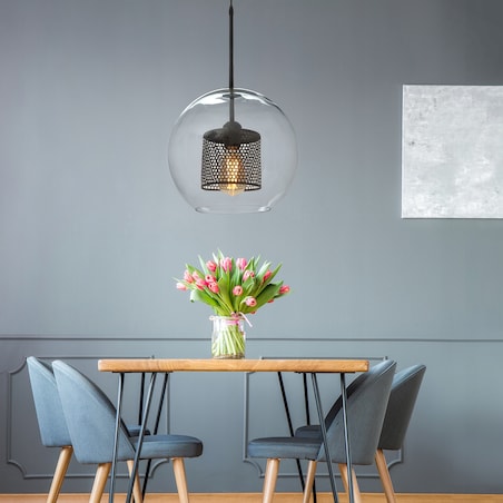 Lampa Wisząca Sufitowa Szklana Czarna Loft 20Cm