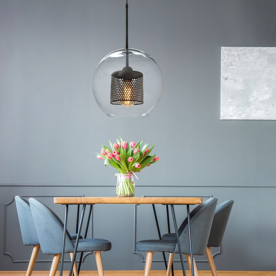 Lampa Wisząca Sufitowa Szklana Czarna Loft 20Cm