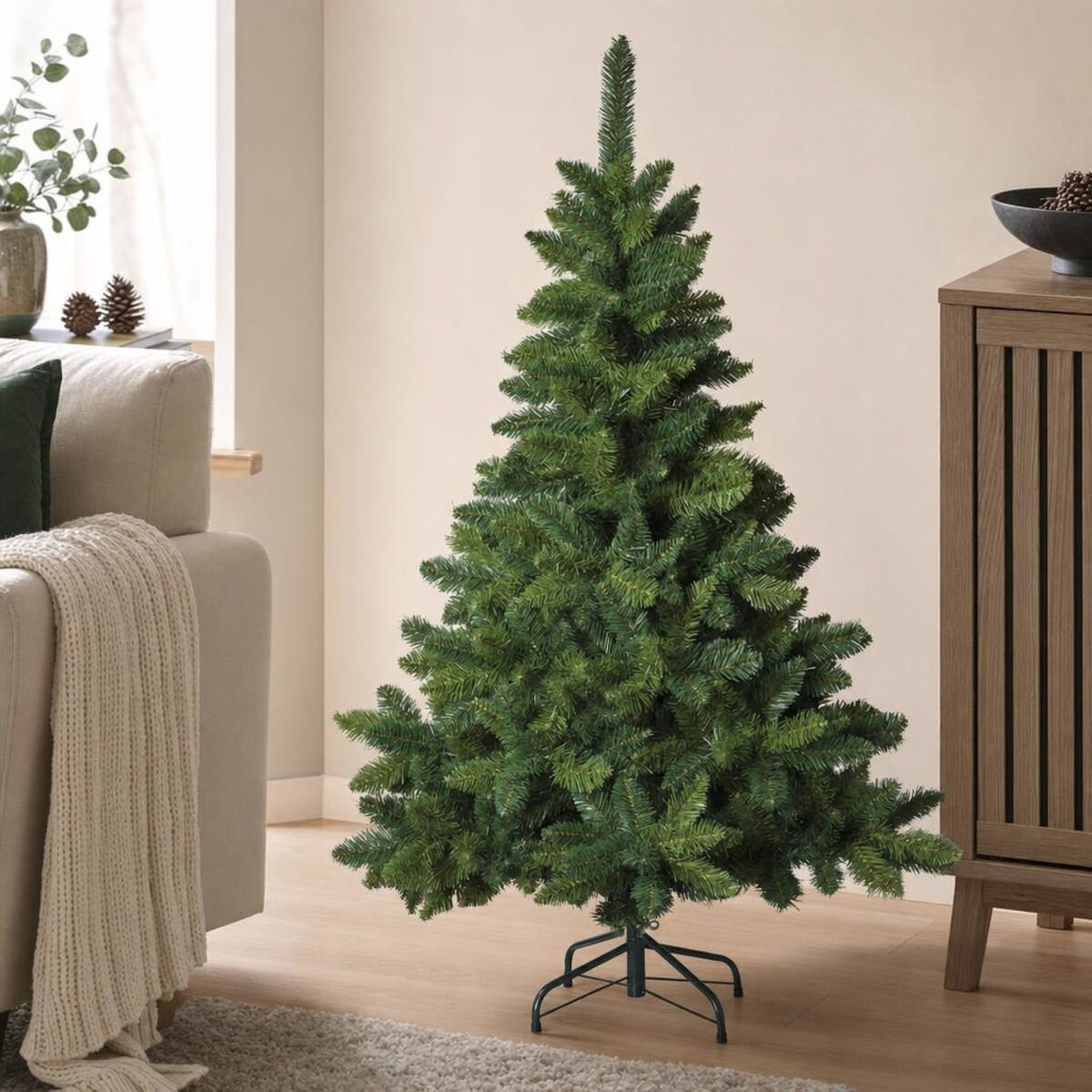 Choinka sztuczna gęsta ze stojakiem, zielona, 120 cm, tworzywo sztuczne