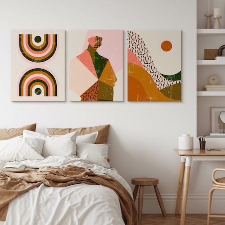 OBRAZY NA ŚCIANĘ SET STYL BOHO ABSTRAKCJA PORTRET PEJZAŻ MINIMALIZM 90x40cm