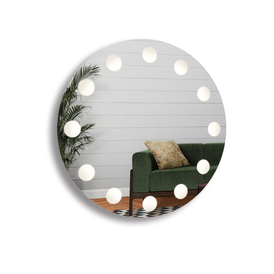 Okrągłe lustro do toaletki z podświetleniem LED - HOLLYWOOD