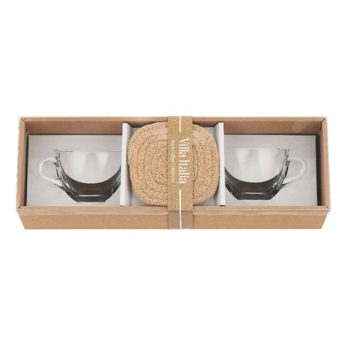 VILLA ITALIA Komplet filiżanek z podkładkami 2 sztuki Zestaw prezentowy ERICA