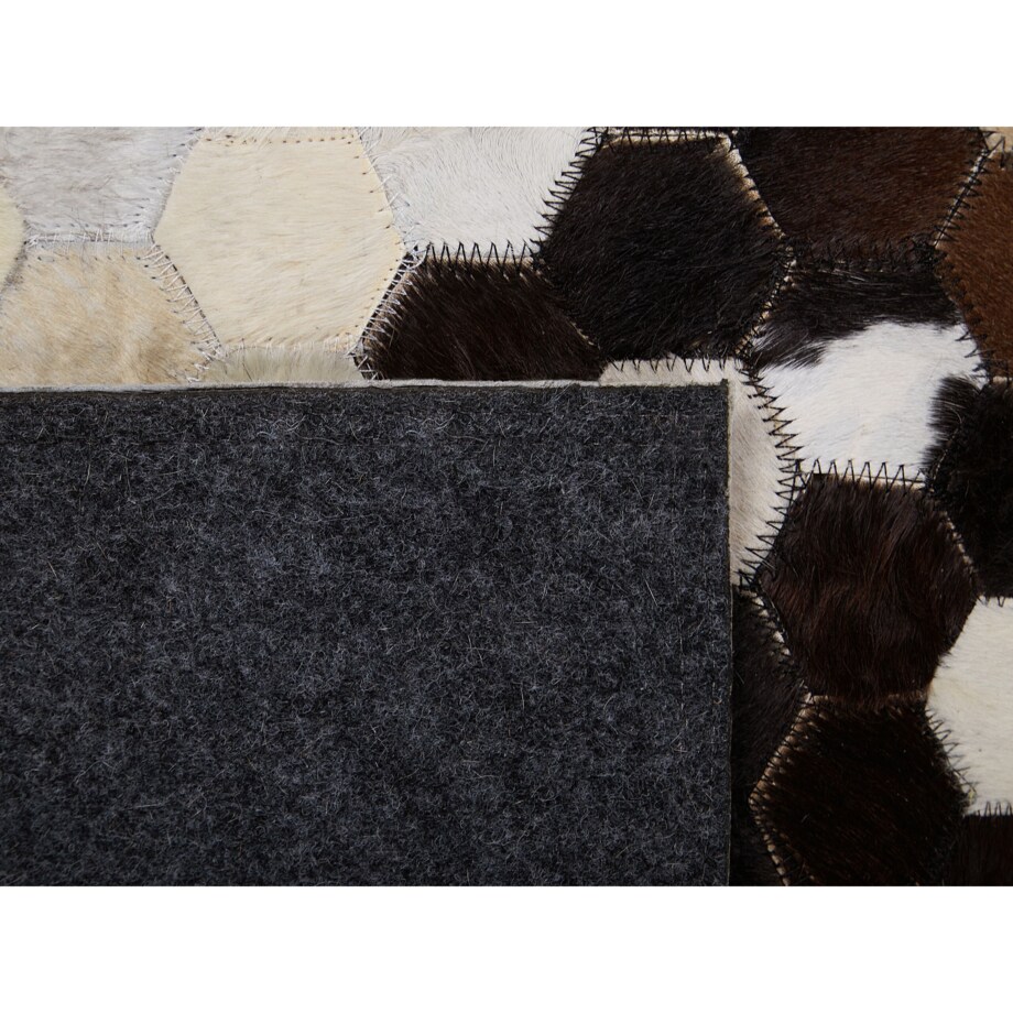 Dywan patchwork skórzany 160 x 230 cm brązowo-beżowy EYIM