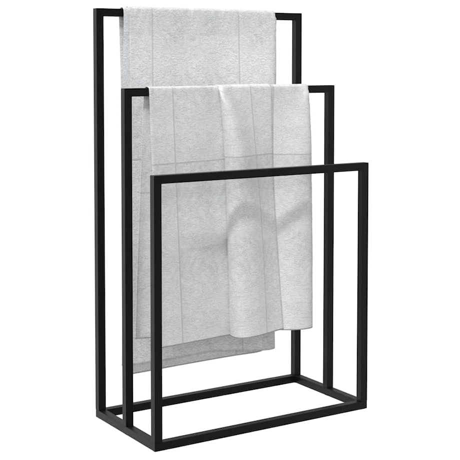 vidaXL Wolnostojący wieszak na ręczniki, czarny, 48x24x79 cm, żelazny